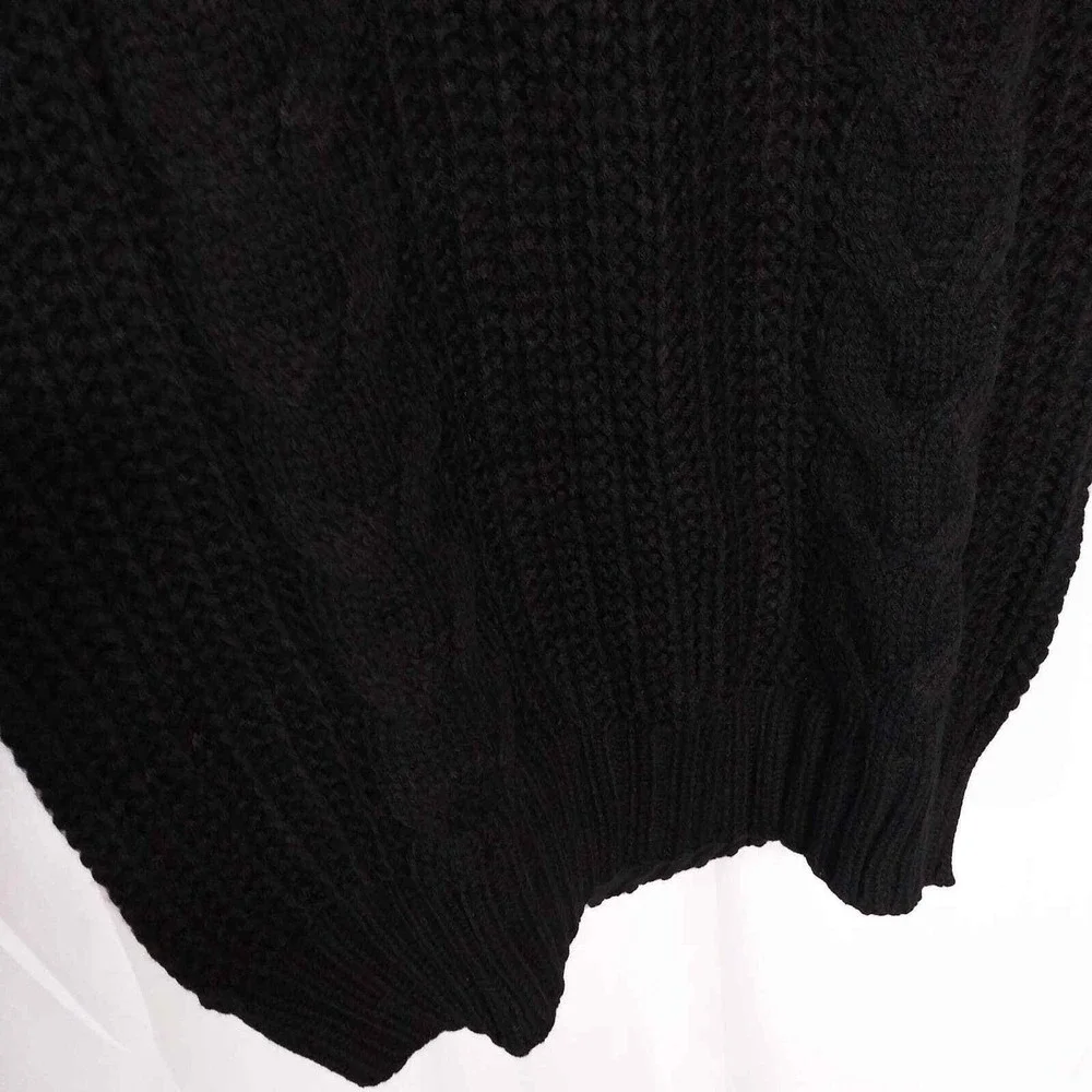 Measeor Sweater Dress Medium Black Halter Neck Tie Low Back Cable Knit NWT